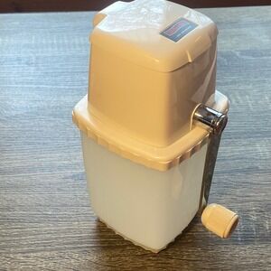 Vintage Swing-A-Way Manual Ice Crusher White Yellow Hand Crank Retro Kitchen